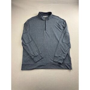 Greg Norman Mens XXL Blue Heather Quarter Zip Pullover Sweater Elbow Patches